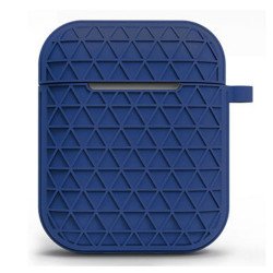 Net Mesh Design Hybrid Protective Case Cover for Apple Airpods 2 / 1 (Navy Blue)